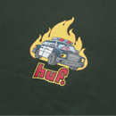 HUF ROASTED CREW sweater dark green voorkant close-up