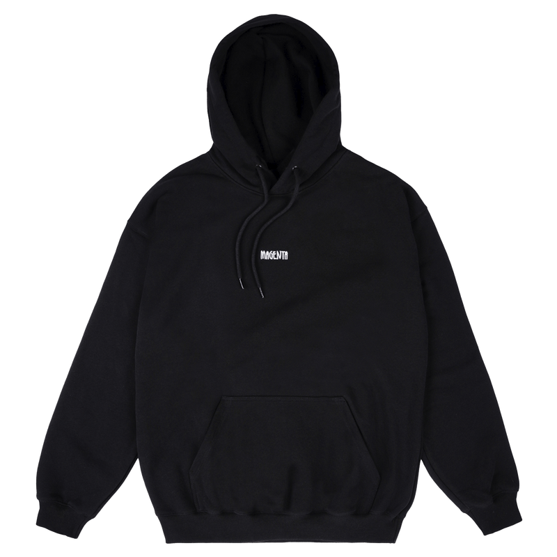 Magenta OG SCRIPT HOODIE zwart voorkant