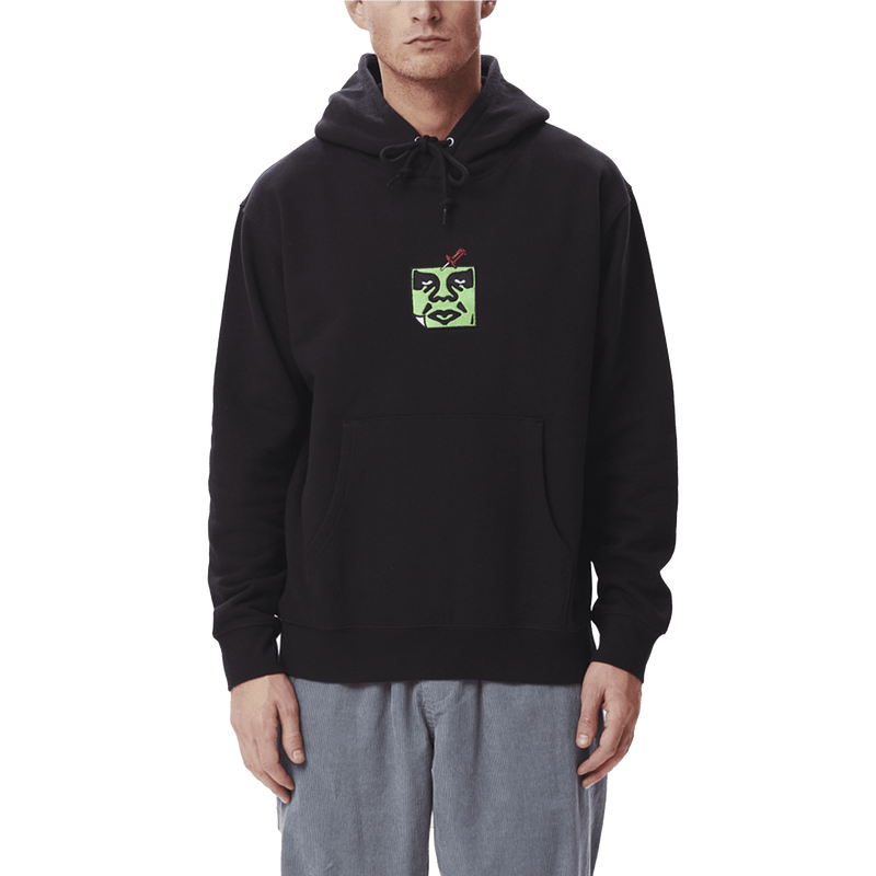 Obey Pin face hoodie zwart voorkant