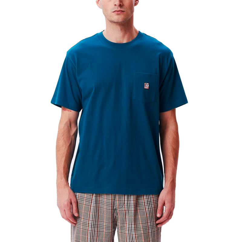 Obey Point Organisch pocket T-shirt Deep Ocean voorkant