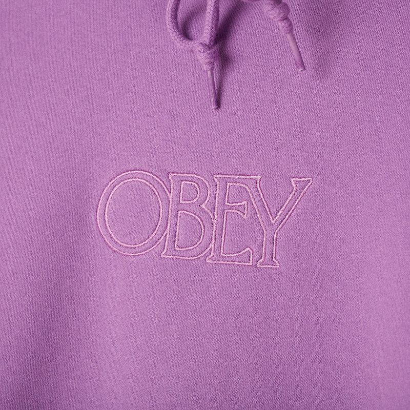 Obey Regal Pullover hood orchid hoodie voorkant Obey logo close-up