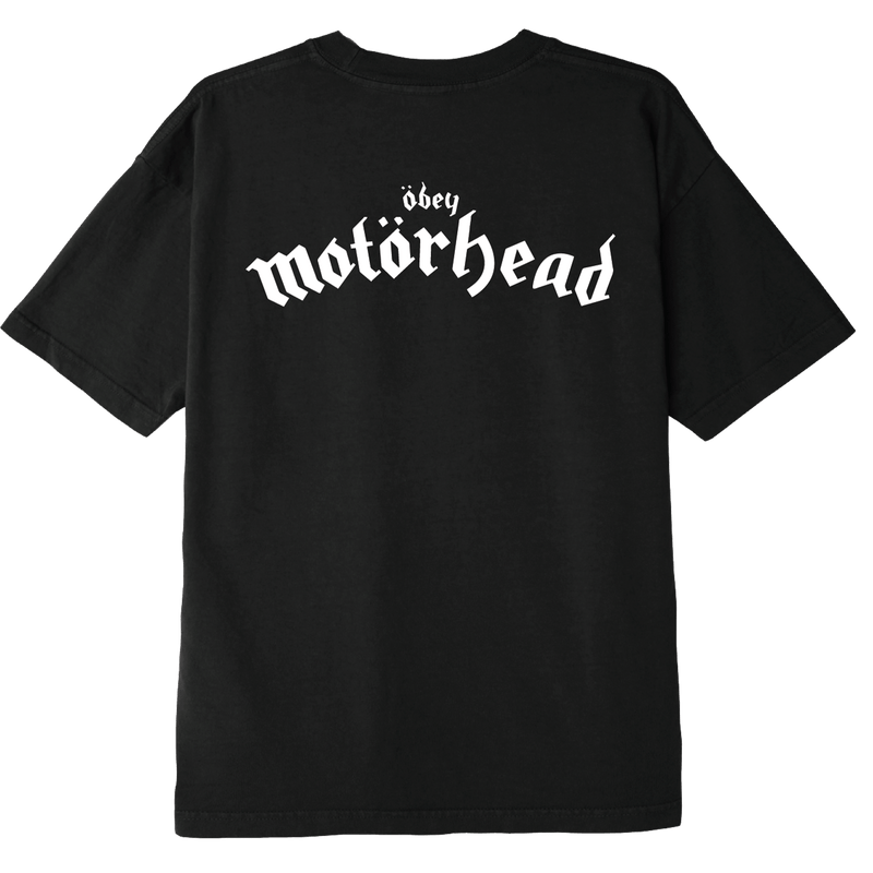 Obey x Motörhead samenwerking rocknroll t-shirt achterkant gebroken zwart