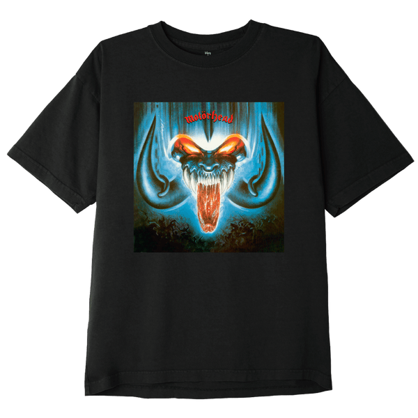 Obey x Motörhead samenwerking rocknroll t-shirt voorkant gebroken zwart