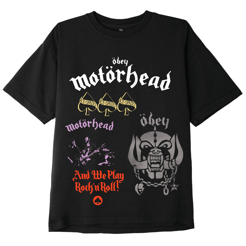 Obey x Motörhead test print t-shirt off black voorkant