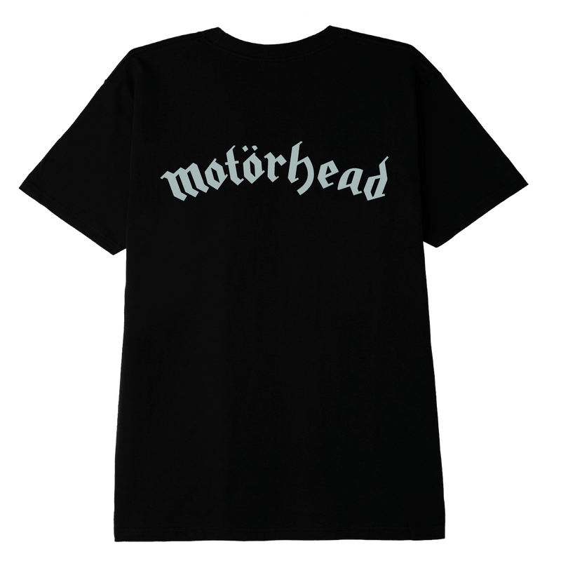 Obey x Motörhead samenwerking warpig t-shirt achterkant zwart