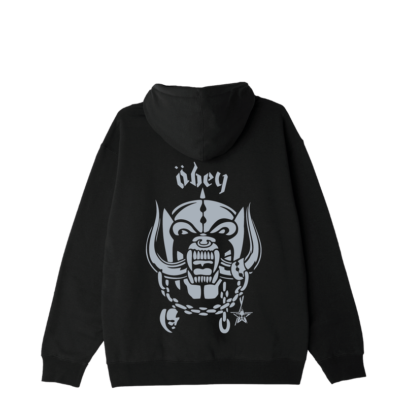 Obey x Motörhead samenwerking warpig hoodie achterkant zwart