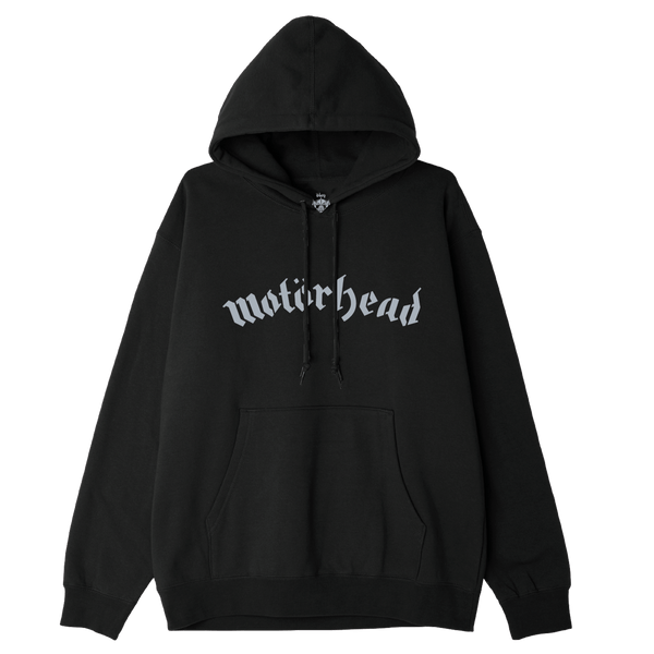 Obey x Motörhead samenwerking warpig hoodie voorkant zwart