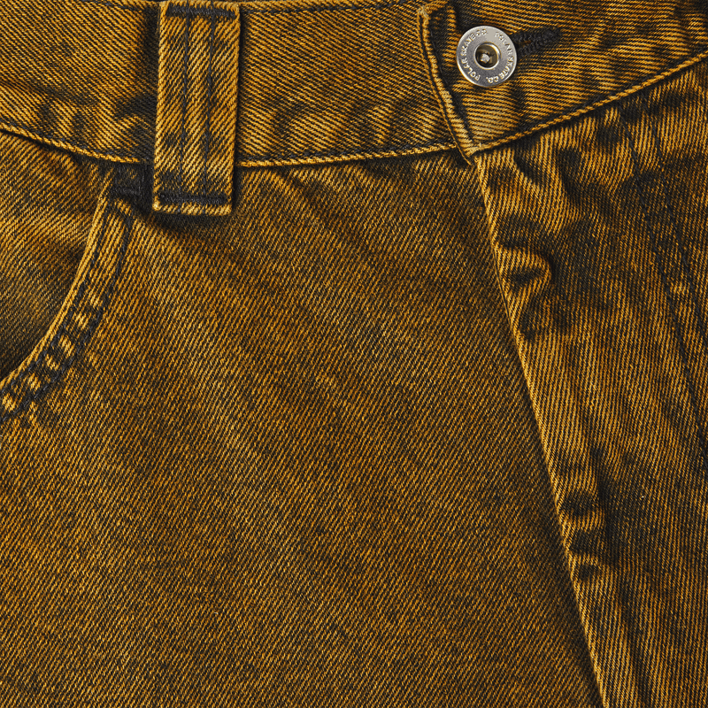 Polar Big Boy Jeans Yellow Black skate broek voorkant close-up