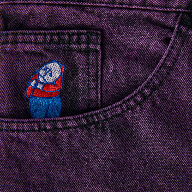 Polar skate co Polar Big Boy Jeans Purple Black voorkant close-up Revert95.com