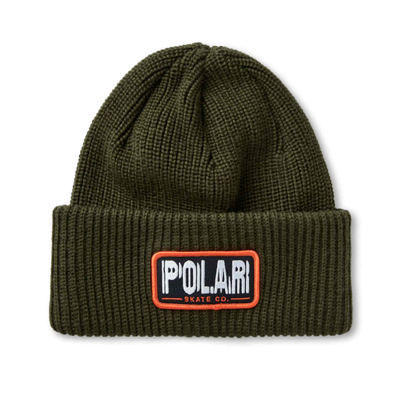 Polar skate co Polar Earthquake Merino Beanie leger groen voorkant Revert95.com