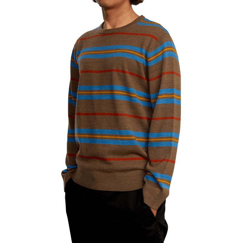 RVCA Alex stripe crewneck sweater voorkant uitgezoomed