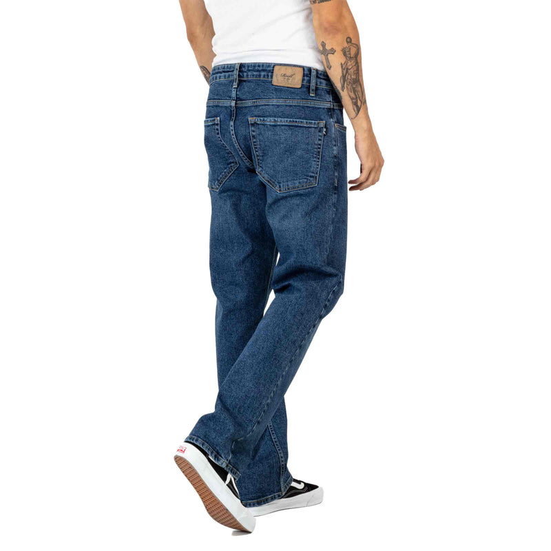 Reell Denim Lowfly 2 Retro Mid Blue jeans broek achterkant Revert95.com