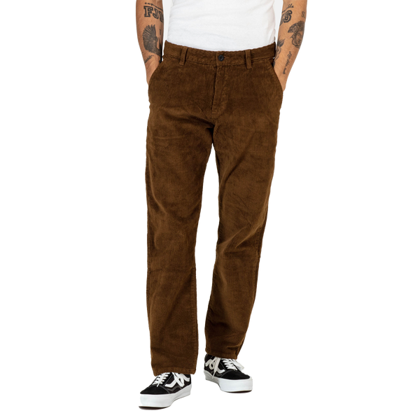 Reell Denim Regular Flex Chino Corduroy Bruin voorkant Revert95.com