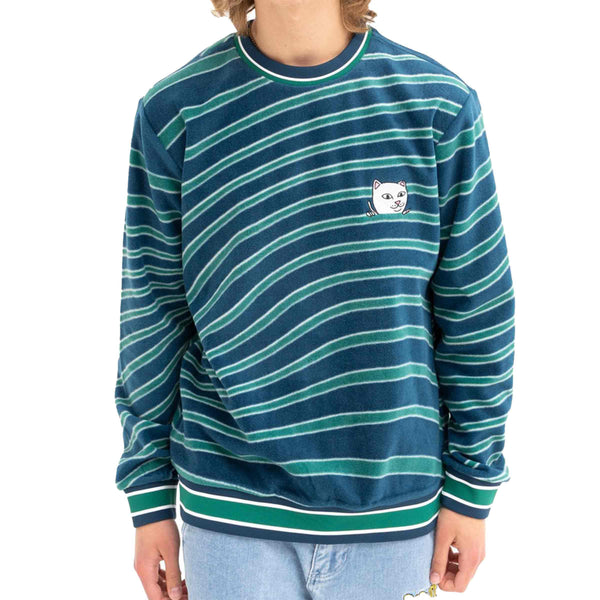 Ripndip Dizzy Nermal Polar Fleece Crewneck navy teal voorkant lifestyle Revert95.com