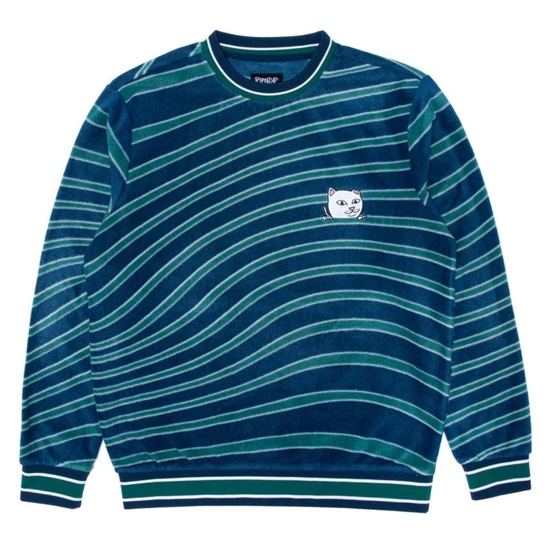 Ripndip Dizzy Nermal Polar Fleece Crewneck navy teal voorkant Revert95.com