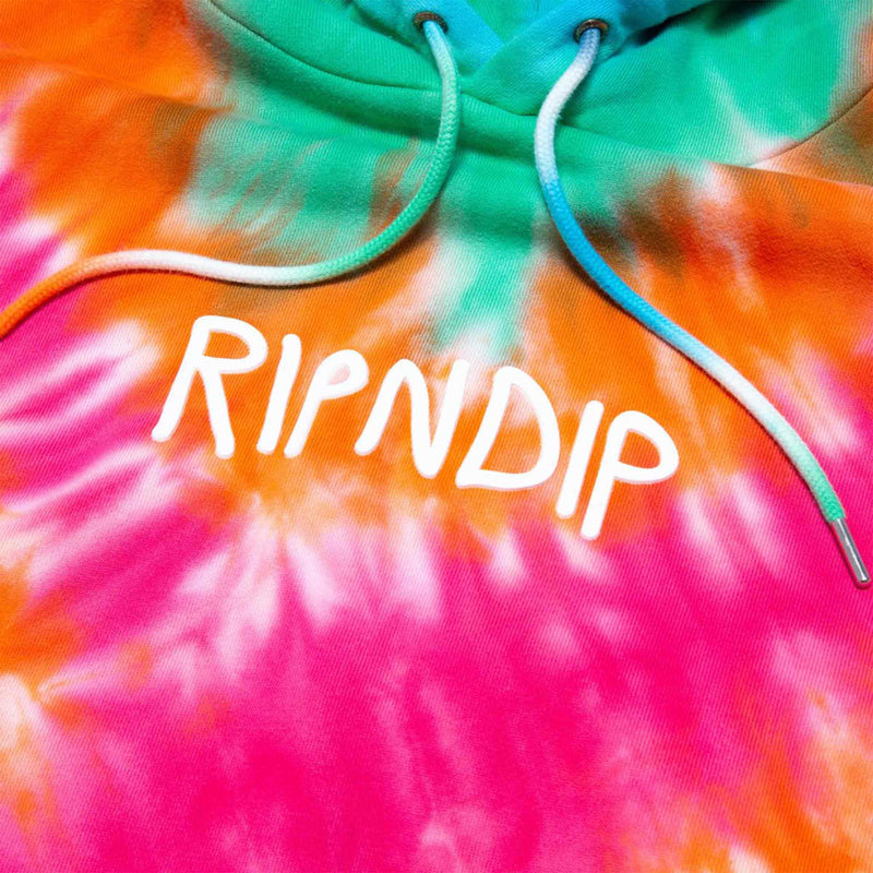 Ripndip OG Prisma Hoodie Rainbow X-Tie Dye voorkant close-up Revert95.com