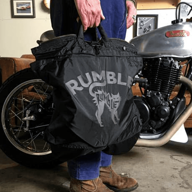 Rumble speed shop Helmen tas voorkant zwart lifestyle