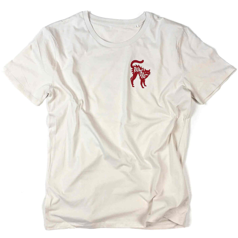 Rumble speedshop Vintage White Red Cat T-shirt voorkant Revert95.com