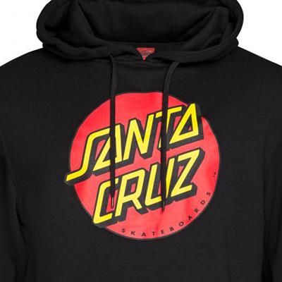 Santa Cruzz skateboards classic dot hoodie voorkant close-up zwart
