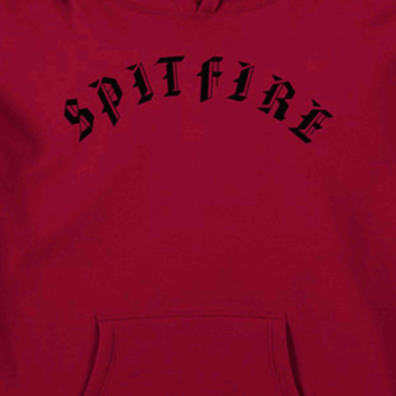 Spitfire Old E Combo Sleeve kinderkleding Hoodie marron zwart voorkant close-up Revert95.com