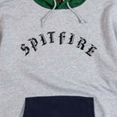 Spitfire Old E Custom Hoodie grijs Heather  donker groen voorkant close-up Revert95.com