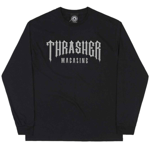 Thrasher LOW LOW LOGO LONGSLEEVE T-SHIRT BLACK voorkant  Revert95.com