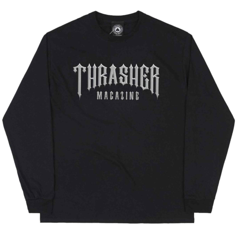 Thrasher LOW LOW LOGO LONGSLEEVE T-SHIRT BLACK voorkant  Revert95.com