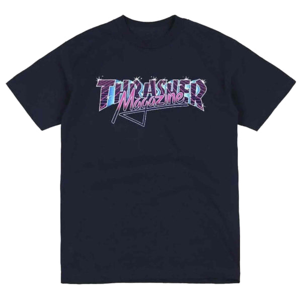 THRASHER VICE LOGO T-SHIRT NAVY voorkant Revert95.com