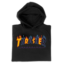 Thrasher Double Flame Logo Hoodie Black voorkant close-up
