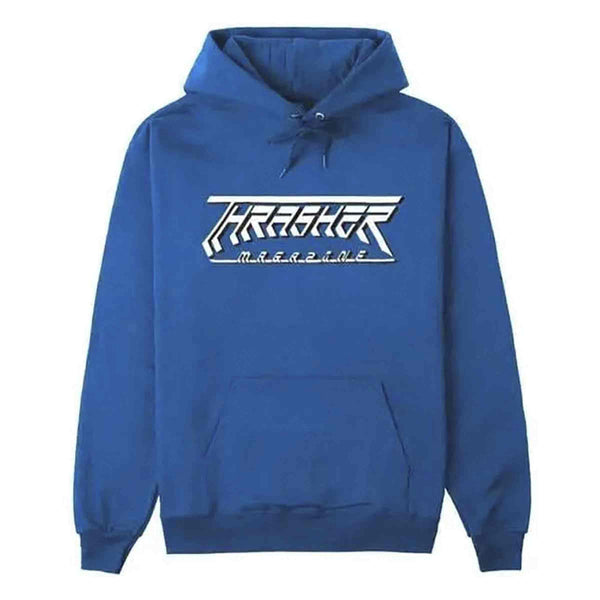 Thrasher FUTURE LOGO HOODIE royal blue voorkant Revert95.com