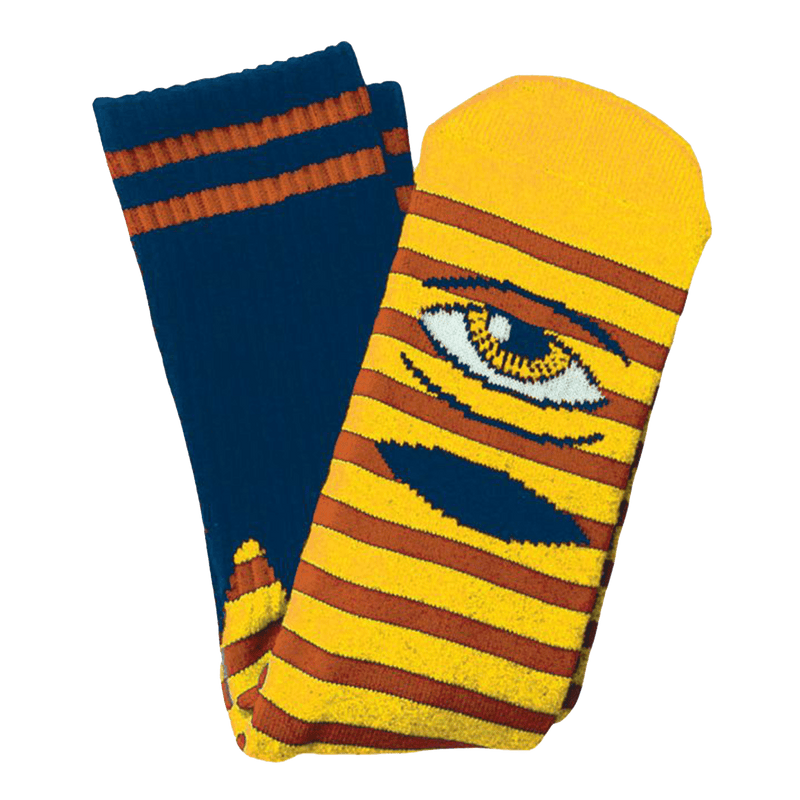 Toy Machine SECT EYE STRIPE geel navy sokken
