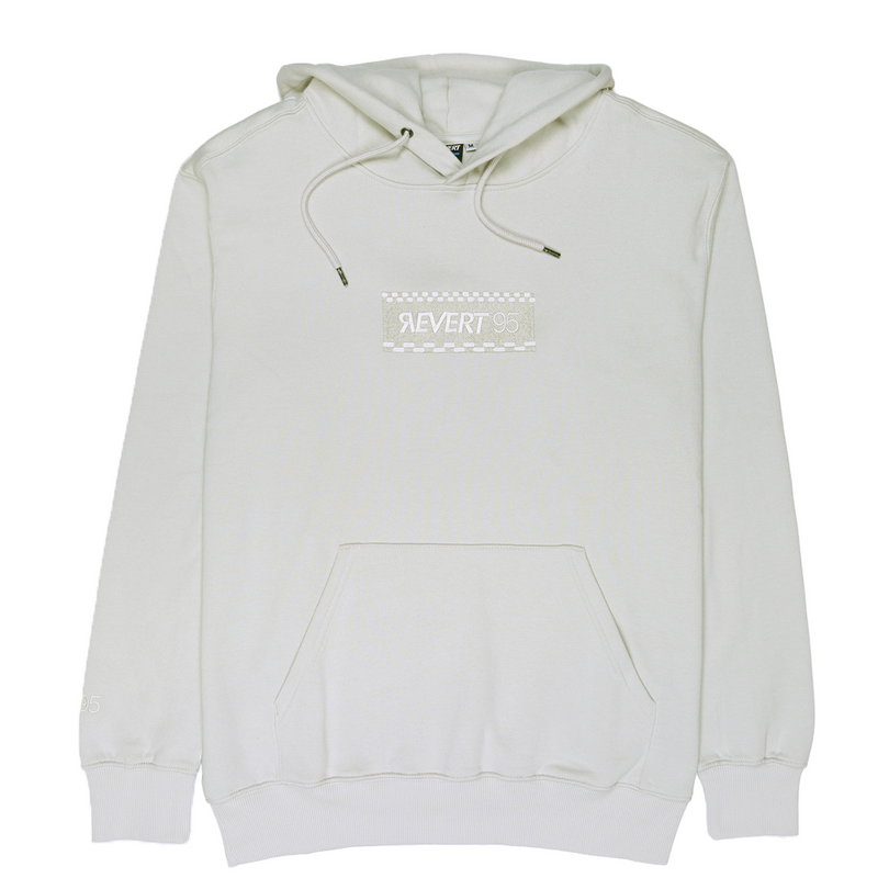 Revert 95 Checkerboard Box Logo Hoodie Bone