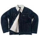  Rumble speedshop Cat Sherpa Trucker jeans Jacket voorkant blauw geel Revert95.com