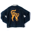  Rumble speedshop Cat Sherpa Trucker jeans Jacket achterkant blauw geel Revert95.com