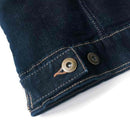  Rumble speedshop Cat Sherpa Trucker jeans Jacket mouw close-up blauw geel Revert95.com