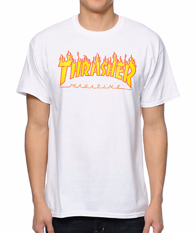 thrasher magazine flame t-shirt white